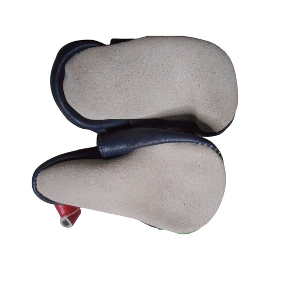 JoJo Maman Bebe Dinosaur Size 0-6m Multicolor Leather Baby Shoes T-rex - Picture 3 of 4